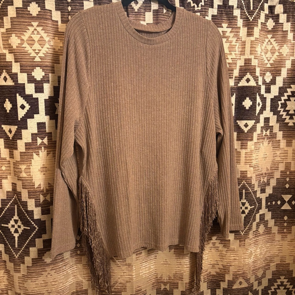 Women’s SHEIN Ribbed Sweater With Fringe Sides, Size 4XL, Fits like a 2XL - Picture 6 of 8